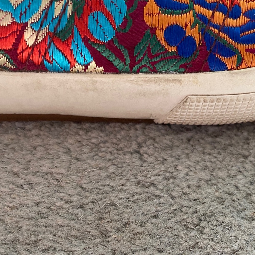 Superga Floral Satin Low-Top Sneakers with Teal Ribbon Laces. - Picture 5 of 16